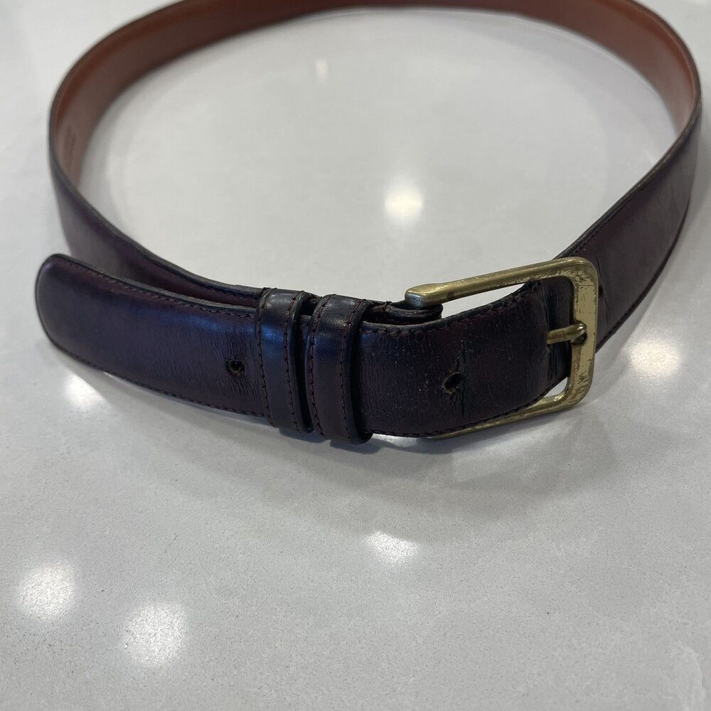 Coach Burgundy Leather Belt Size 40 Brass Buckle Made in United States 5900
